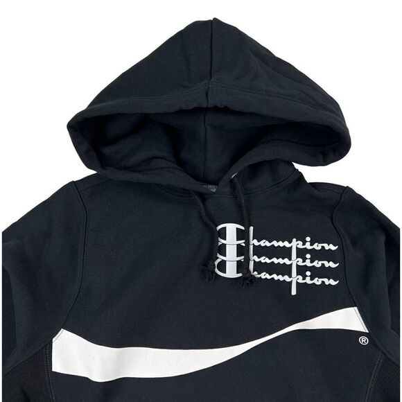 New Champion Men  US XS Black Hoody Logo Pullover Coca-Cola Sweatshirt Comfort - Picture 5 of 11